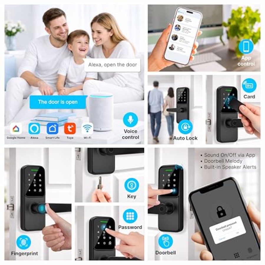 Front door, bedroom, office sm - Smart Door Lock Wifi review and price