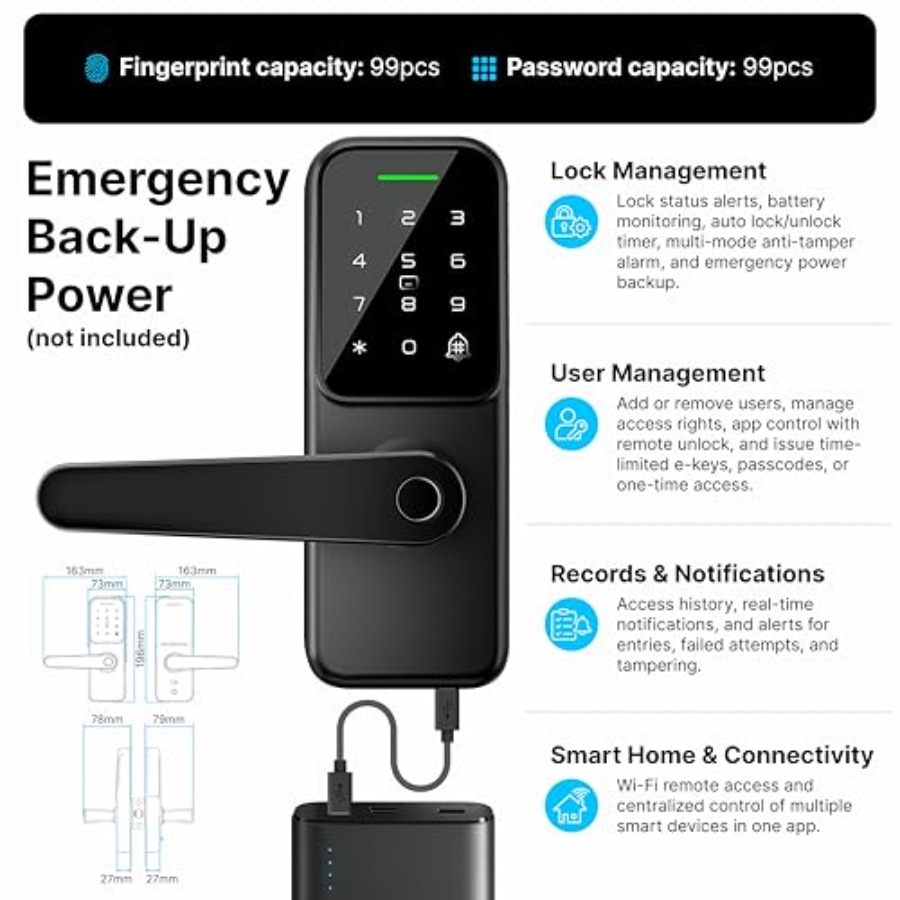 Front door, bedroom, office sm - Smart Door Lock Wifi review and price